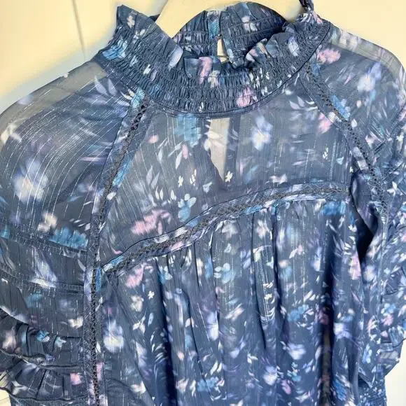 French Connection Anifrida Arica Pleat-Sleeve Top Women’s XS Blouse, Long Sleeve - Picture 2 of 9